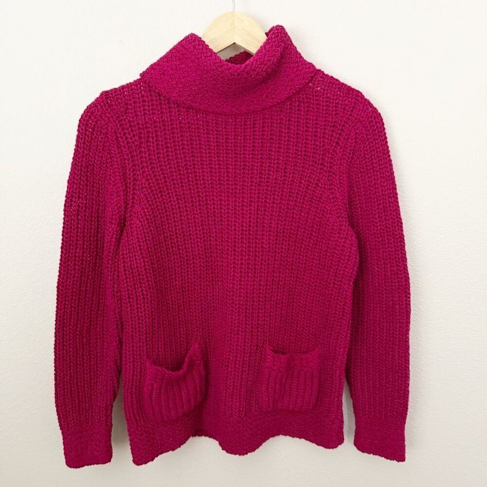 CHICO'S |‎ Sweater Pink Turtleneck Front Pockets Pullover | Size 1 (Medium, 8)